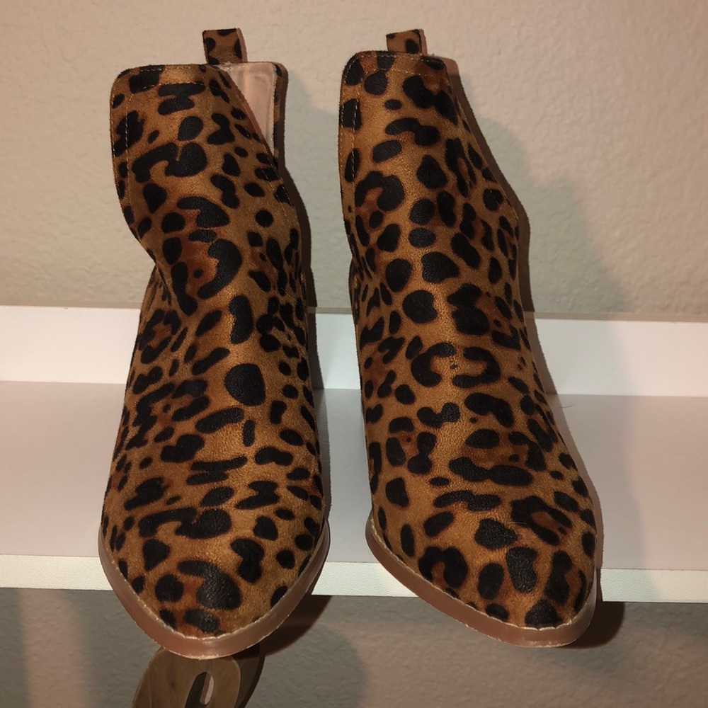 Animal print booties